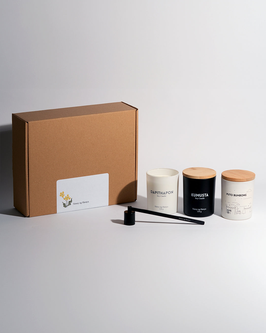 Trio Soy Candle Gift Set with trimmer or snuffer